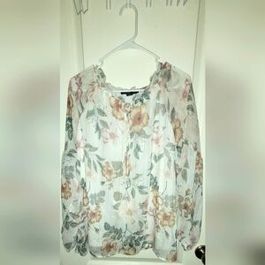 White & floral women's blouse